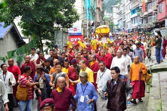 Buddhist monks and residents during a rally in Gangtok. (Picture courtesy: Wang Chen) Buddhist monks and residents during a rally in Gangtok. (Picture courtesy: Wang Chen)