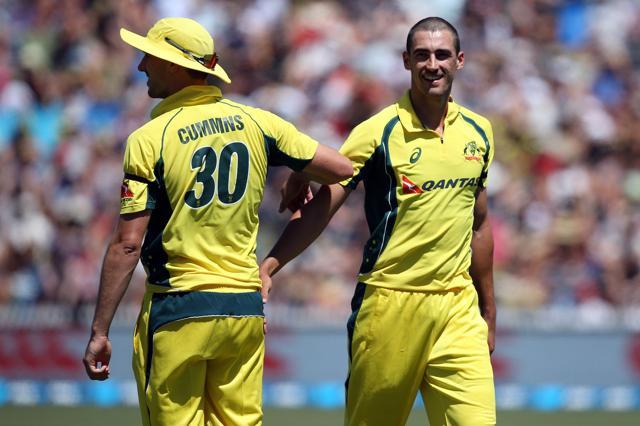 Mitchell Starc (R) and Pat Cummins (L) of Australia are all smile during the one-day international cricket match between New Zealand and Australia at Seddon Park in Hamilton on February 5, 2017. (AFP) Mitchell Starc (R) and Pat Cummins (L) of Australia are all smile during the one-day international cricket match between New Zealand and Australia at Seddon Park in Hamilton on February 5, 2017. (AFP)