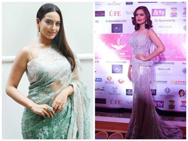 Actors Sonakshi Sinha and Esha Gupta sizzle in the sheer trend. (Yogen Shah) Actors Sonakshi Sinha and Esha Gupta sizzle in the sheer trend. (Yogen Shah)
