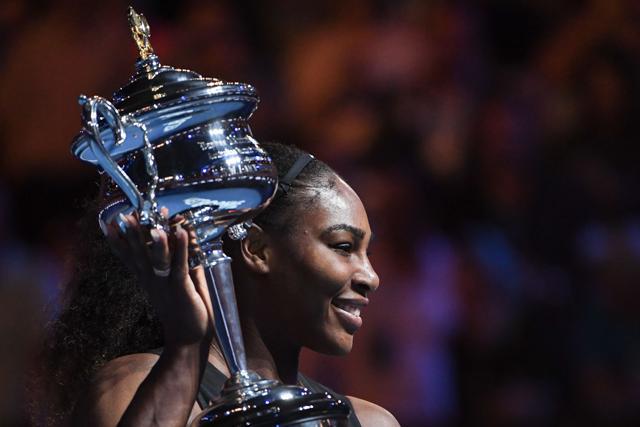 Serena Williams celebrates her Australian Open win in Melbourne on January 28, 2017. (AFP) Serena Williams celebrates her Australian Open win in Melbourne on January 28, 2017. (AFP)