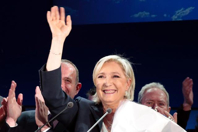 Marine Le Pen delivers a speech in Henin-Beaumont after the first round of the presidential election. (AFP Photo) Marine Le Pen delivers a speech in Henin-Beaumont after the first round of the presidential election. (AFP Photo)