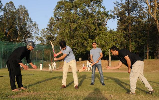 The students from Afghanistan play cricket in Chandigarh. (Anil Dayal/HT Photo) The students from Afghanistan play cricket in Chandigarh. (Anil Dayal/HT Photo)