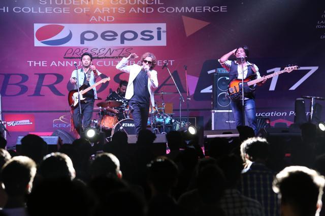 Hindi band Astitva performs for the crowd at the last day of DCAC’s annual fest, Ambrosia. (AMAL KS/ HT photo)