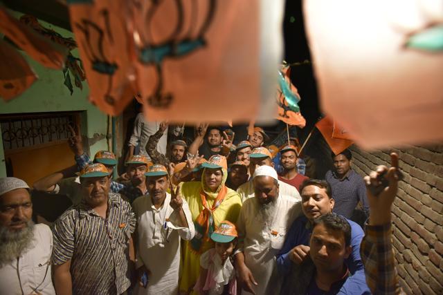 BJP candidate from Mustfabad Sabra Malik. (Raj K Raj/HT PHOTO) BJP candidate from Mustfabad Sabra Malik. (Raj K Raj/HT PHOTO)