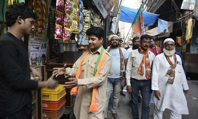 BJP candidate from Sartaj Ahmed from Chauhan Banger. (Raj K Raj/HT PHOTO) BJP candidate from Sartaj Ahmed from Chauhan Banger. (Raj K Raj/HT PHOTO)