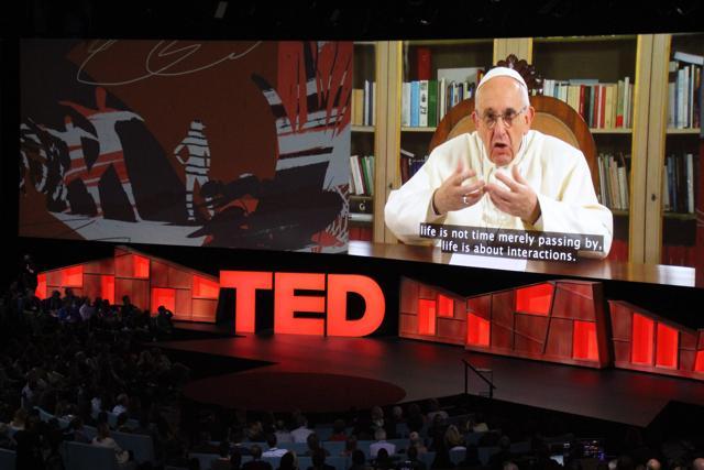 Pope Francis speaks during the TED Conference. (AFP Photo)
