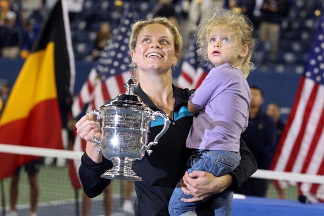 September 11, 2010 : Kim Clijsters and daughter Jada pose with the championship trophy after the Belgian defeated Vera Zvonareva of Russia in the women's singles final of the 2010 US Open at the USTA Billie Jean King National Tennis Center. (Getty Images) September 11, 2010 : Kim Clijsters and daughter Jada pose with the championship trophy after the Belgian defeated Vera Zvonareva of Russia in the women's singles final of the 2010 US Open at the USTA Billie Jean King National Tennis Center. (Getty Images)