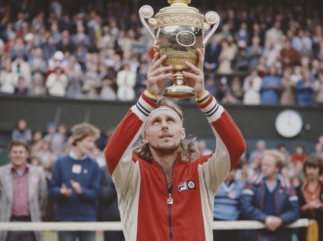 July 8, 1978: Bjorn Borg of the Sweden holds the trophy aloft after defeating Jimmy Connors of the United States during the Men's Singles Final at the Wimbledon Lawn Tennis Championship on . (Getty Images) July 8, 1978: Bjorn Borg of the Sweden holds the trophy aloft after defeating Jimmy Connors of the United States during the Men's Singles Final at the Wimbledon Lawn Tennis Championship on . (Getty Images)