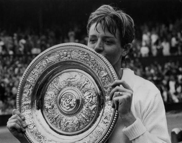 July 3, 1970: Margaret Court with the winner's plate after she beat Billie Jean King to win the Ladies' Singles Championship at Wimbledon (Getty Images) July 3, 1970: Margaret Court with the winner's plate after she beat Billie Jean King to win the Ladies' Singles Championship at Wimbledon (Getty Images)