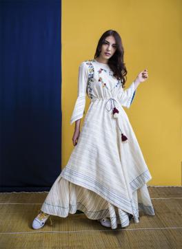 Want to achieve a layered look without the layers? Go for outfits with uneven cuts, and flowy silhouettes with dramatic sleeves. (Photo courtesy Avisha and Ilakshi )