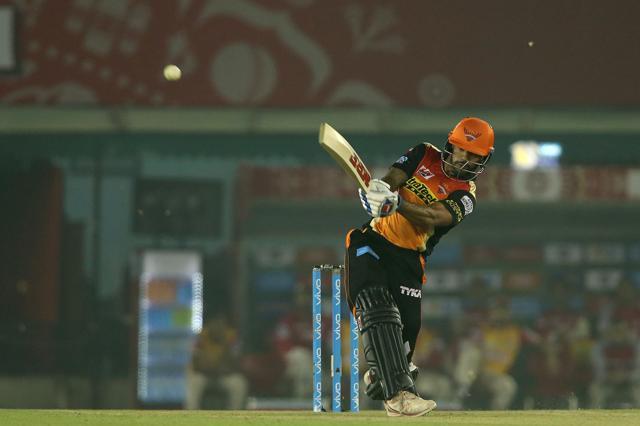 Shikhar Dhawan departed for a magnificent 77 off 48 balls as Sunrisers Hyderabad eyed a big score against Kings XI Punjab. (BCCI) Shikhar Dhawan departed for a magnificent 77 off 48 balls as Sunrisers Hyderabad eyed a big score against Kings XI Punjab. (BCCI)
