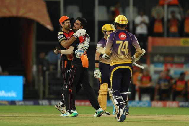 Mohammed Siraj picked up the wicket of Sunil Narine to give Sunrisers Hyderabad the breakthrough (BCCI)