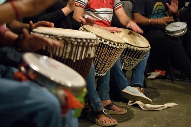 A picture from the Delhi drum circle meetup. (Facebook) A picture from the Delhi drum circle meetup. (Facebook)