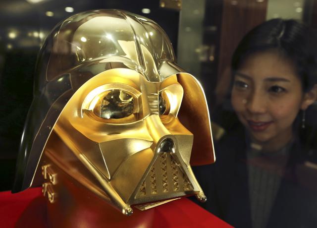 The life-size mask of Star Wars villain Darth Vader will be up for sale for a hefty price of 154 million yen ($1.38 million). (AP) The life-size mask of Star Wars villain Darth Vader will be up for sale for a hefty price of 154 million yen ($1.38 million). (AP)