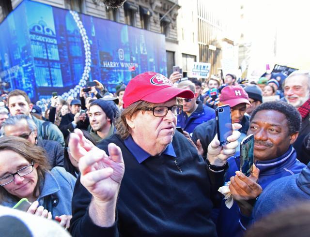 Michael Moore at the protests in November 2016 in the Union Square Park against the election of Republican President-elect Donald Trump. (Shutterstock) Michael Moore at the protests in November 2016 in the Union Square Park against the election of Republican President-elect Donald Trump. (Shutterstock)