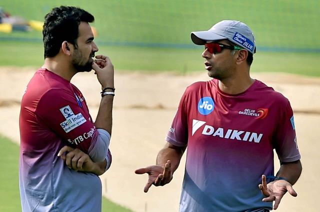 Delhi Daredevils captain Zaheer Khan and mentor Rahul Dravid during a training session at Eden Garden in Kolkata. (PTI) Delhi Daredevils captain Zaheer Khan and mentor Rahul Dravid during a training session at Eden Garden in Kolkata. (PTI)
