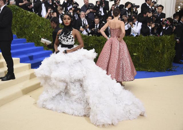 Janelle Monáe went for monochrome and volume for the MET Gala. (Evan Agostini/Invision/AP) Janelle Monáe went for monochrome and volume for the MET Gala. (Evan Agostini/Invision/AP)