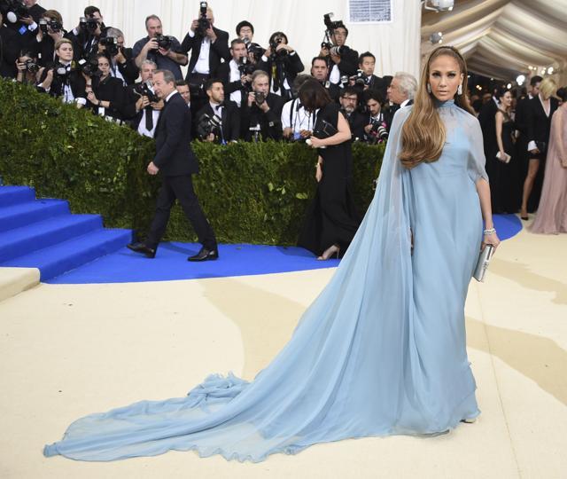 Jennifer Lopez attended the Gala in this powder blue Valentino dress. (Evan Agostini/Invision/AP) Jennifer Lopez attended the Gala in this powder blue Valentino dress. (Evan Agostini/Invision/AP)