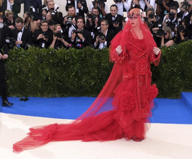 Katy Perry went the all red route at this year’s MET Gala. (Charles Sykes/Invision/AP) Katy Perry went the all red route at this year’s MET Gala. (Charles Sykes/Invision/AP)