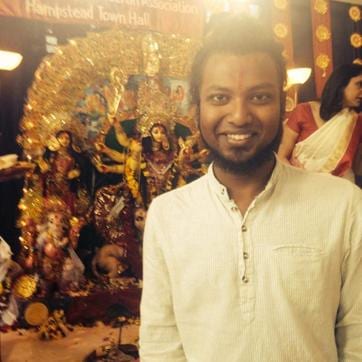 Dasgupta at Durga puja organised by Hampshire cultural committee. (Facebook) Dasgupta at Durga puja organised by Hampshire cultural committee. (Facebook)