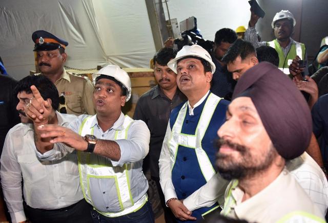 CM Devendra Fadnavis checks the progress of the work. (Pratham Gokhale/HT) CM Devendra Fadnavis checks the progress of the work. (Pratham Gokhale/HT)