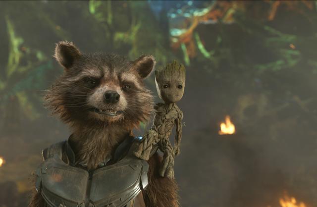 This image released by Disney shows the Rocket, voiced by Bradley Cooper, left, and Groot, voiced by Vin Diesel in a scene from Marvel's Guardians Of The Galaxy Vol. 2. (AP) This image released by Disney shows the Rocket, voiced by Bradley Cooper, left, and Groot, voiced by Vin Diesel in a scene from Marvel's Guardians Of The Galaxy Vol. 2. (AP)