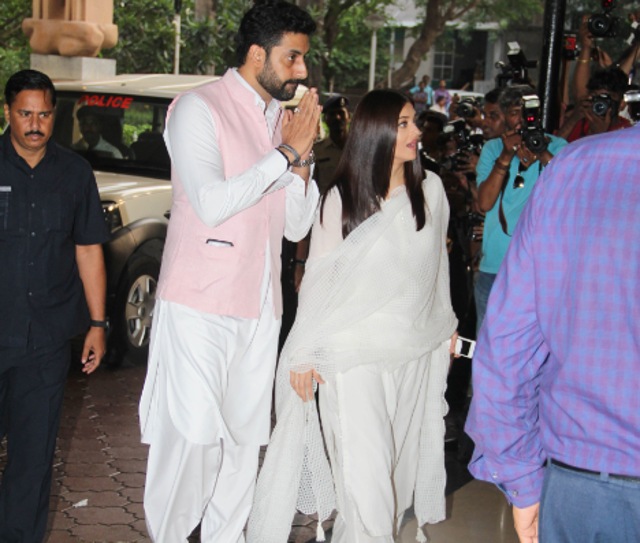Abhishek and Aishwarya Rai Bachchan were among the stars who attended the meeting. (Photo: Prodip Guha/HT)