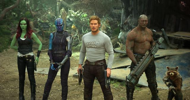 Zoe Saldana, from left, Karen Gillan, Chris Pratt, Dave Bautista and Rocket, voiced by Bradley Cooper, in a scene from, Guardians Of The Galaxy Vol. 2. (AP) Zoe Saldana, from left, Karen Gillan, Chris Pratt, Dave Bautista and Rocket, voiced by Bradley Cooper, in a scene from, Guardians Of The Galaxy Vol. 2. (AP)