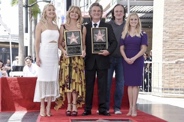 Kate Hudson, from left, Goldie Hawn, Kurt Russell, Quentin Tarantino and Reese Witherspoon attend a ceremony honouring Hawn and Russell with stars on the Hollywood Walk of Fame. (Richard Shotwell/Invision/AP) Kate Hudson, from left, Goldie Hawn, Kurt Russell, Quentin Tarantino and Reese Witherspoon attend a ceremony honouring Hawn and Russell with stars on the Hollywood Walk of Fame. (Richard Shotwell/Invision/AP)
