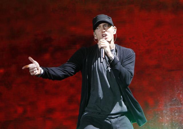 American rapper Eminem asks for weightlifting equipment before his shows. (AP) American rapper Eminem asks for weightlifting equipment before his shows. (AP)