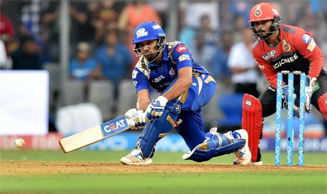 Mumbai Indians captain Rohit Sharma plays a shot during the IPL 2017 match against Royal Challengers Bangalore at Wankhede Stadium in Mumbai. (PTI) Mumbai Indians captain Rohit Sharma plays a shot during the IPL 2017 match against Royal Challengers Bangalore at Wankhede Stadium in Mumbai. (PTI)