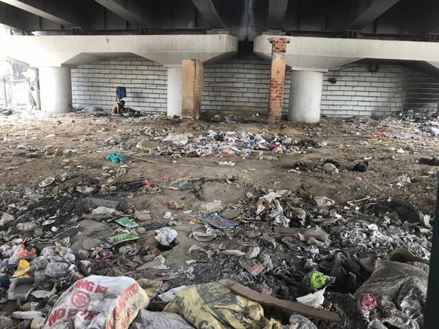 The space below the Andrews Ganj flyover before the revamp. The space below the Andrews Ganj flyover before the revamp.
