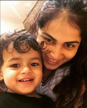 Genelia Deshmukh’s son Rahyl is having a fun time with his mother.