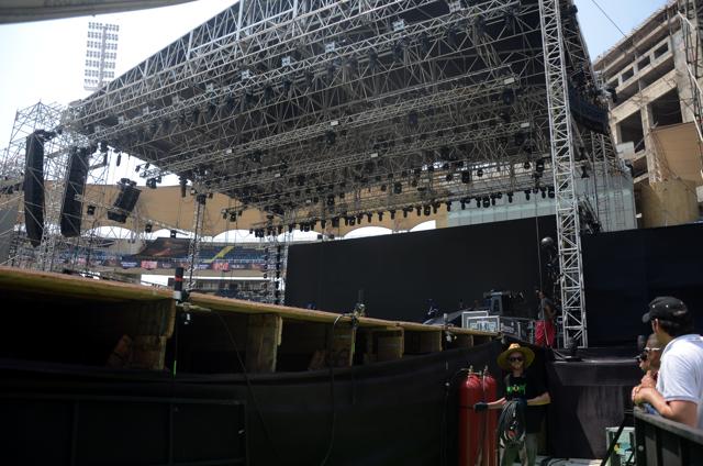The stage where Bieber will perform on Wednesday. (Bachchan Kumar) The stage where Bieber will perform on Wednesday. (Bachchan Kumar)