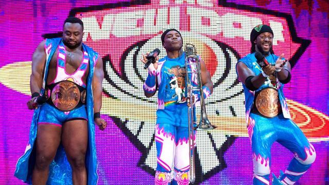 WWE’s professional wrestling stable, The New Day, during a show. (WWE.com) WWE’s professional wrestling stable, The New Day, during a show. (WWE.com)
