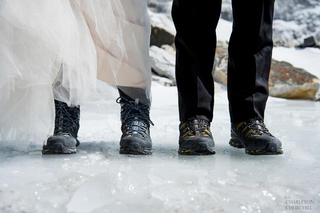 Walking on the snow is not easily. So the couple ditched fancy footwear and went for sports shoes. (Photos: Charleton Churchill)