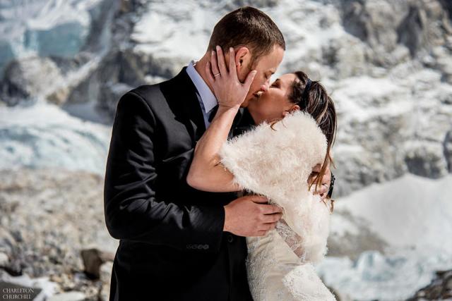 The wedding kiss in the mountains. (Photos: Charleton Churchill)