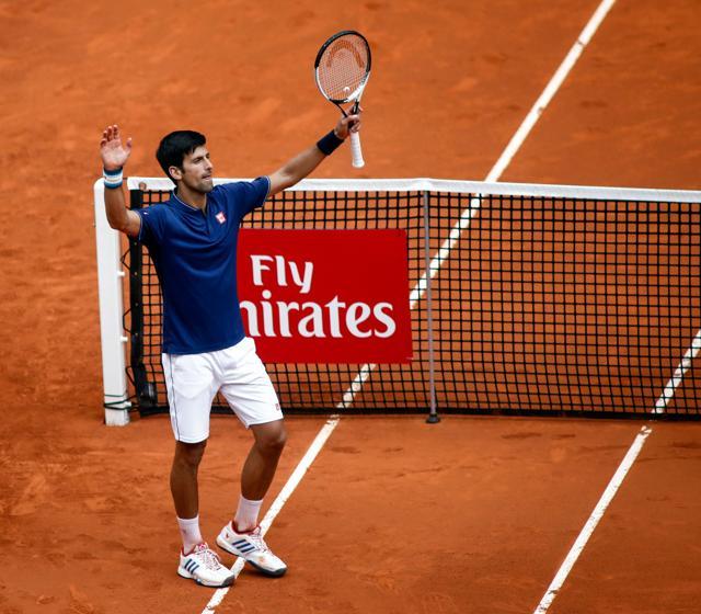 Novak Djokovic celebrates his victory over Nicolas Almagro during the ATP Madrid Open in Madrid. (AFP)