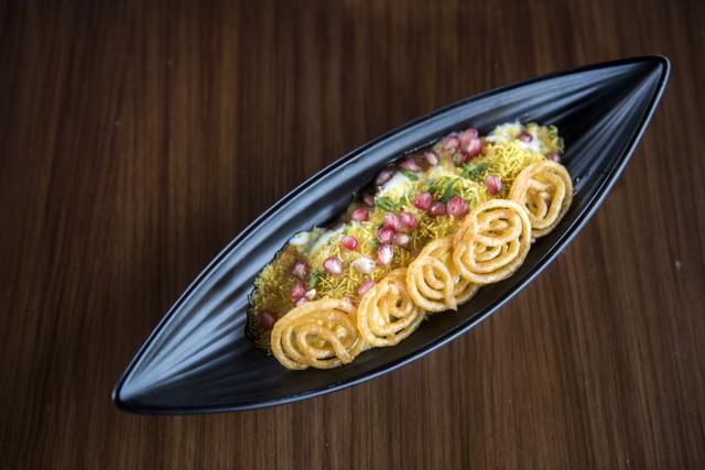 The jalebi chaat sounded promising, but fell flat on execution. The dahi bhallas were soggy; the dish oddly flavourless. It wasn’t even sweet. (Pratik Chorge / HT Photo)