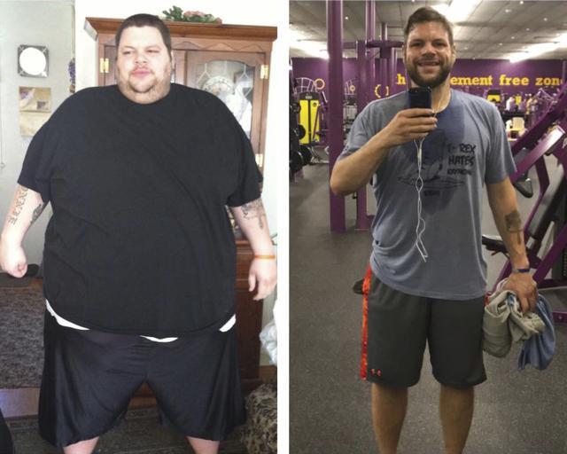 In this combination photo of images provided by Ronnie Brower, Brower is seen before and after losing 458 pounds. For four years Brower dieted and worked out three hours a day. (AP Photo)