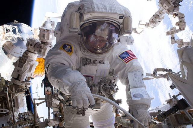 NASA astronaut Peggy Whitson is seen during a spacewalk during Expedition 50 aboard the International Space Station. (Reuters)