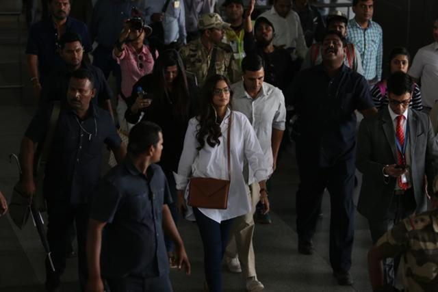 Sonam Kapoor and Akshay Kumar on the sets of Padman.