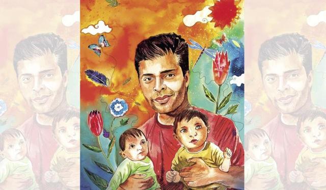 Karan Johar’s sketch with his new born twins (Sayan Mukherjee/HT) Karan Johar’s sketch with his new born twins (Sayan Mukherjee/HT)