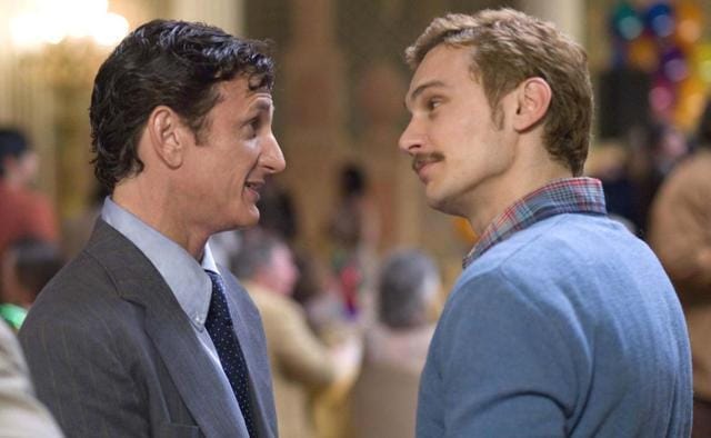 Sean Penn and James Franco in a still from Milk. Sean Penn and James Franco in a still from Milk.