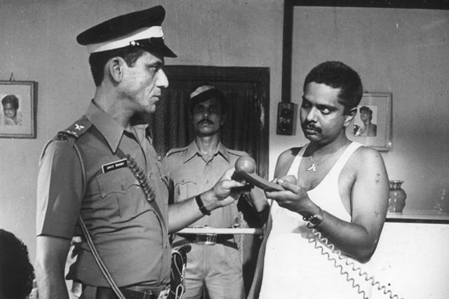 A still from Nihalani’s Ardh Satya in which Puri plays a righteous cop who falters. The now landmark film won Puri a National Film Award for acting. A still from Nihalani’s Ardh Satya in which Puri plays a righteous cop who falters. The now landmark film won Puri a National Film Award for acting.