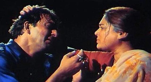 Sanjay Dutt and Reema Lagoo in Vaastav. Sanjay Dutt and Reema Lagoo in Vaastav.