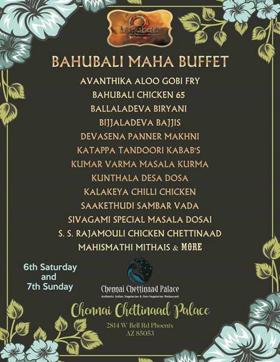 A Baahubali-inspired buffet menu, reportedly from an Indian restaurant in US. (Facebook/Nisha Pillai)