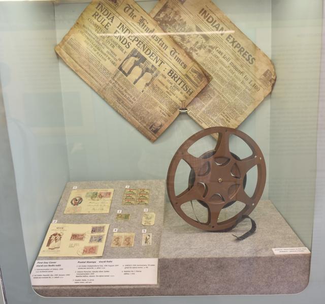 Among the exhibits in the bus were iconic newspaper editions — included this edition of the Hindustan Times from August 16, 1947, and an Indian Express issue reporting on the Bhopal gas tragedy. (Anshuman Poyrekar / HT Photo)