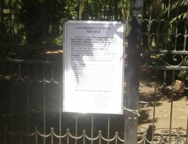 The government notice put up outside the bungalow. (HT)