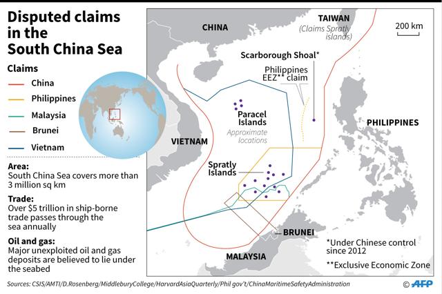 Map shows disputed claims in the South China Sea. (AFP) Map shows disputed claims in the South China Sea. (AFP)